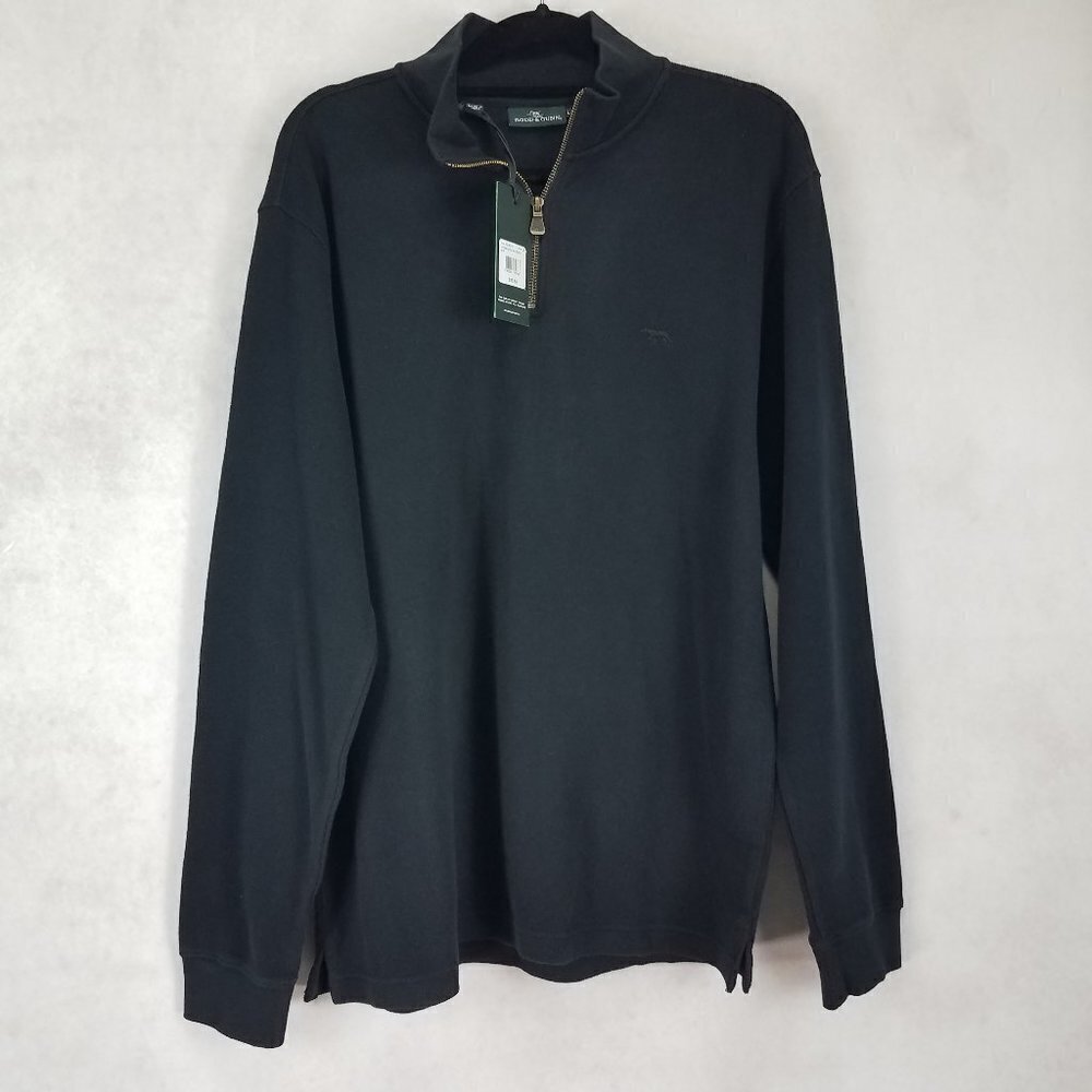 NWT Rodd & Gunn Alton Pullover Sweater Cardigan 1/4 Zip Black L Large Knit